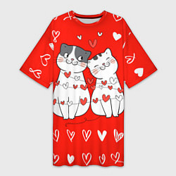 Женская длинная футболка ЛЮБОВЬ КАК У КОТИКОВ влюбленные котики