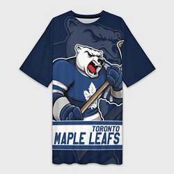 Женская длинная футболка Торонто Мейпл Лифс, Toronto Maple Leafs Маскот