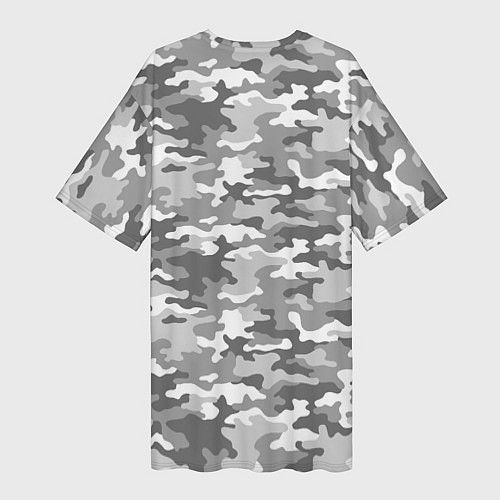 Женская длинная футболка Серый Военный Камуфляж / 3D-принт – фото 2