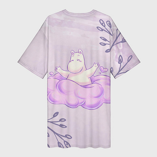 Женская длинная футболка Муми-тролль и счастливое облако / 3D-принт – фото 2