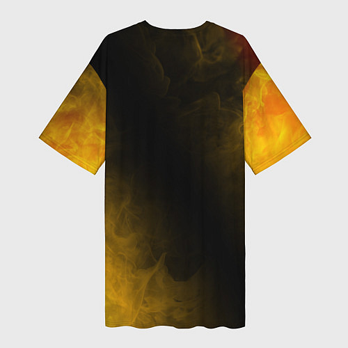 Женская длинная футболка BUBBLE KVASS - СКАЛА Пламя / 3D-принт – фото 2