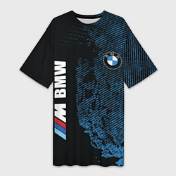 Футболка женская длинная BMW M Series Синий Гранж, цвет: 3D-принт