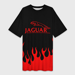 Футболка женская длинная Jaguar, Ягуар огонь, цвет: 3D-принт