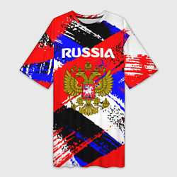 Футболка женская длинная Russia Геометрия патриотизм, цвет: 3D-принт