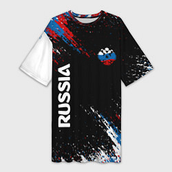 Женская длинная футболка Russia Штрихи в цвет Флага
