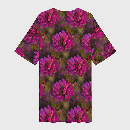 Женская длинная футболка Полевые цветы паттерн / 3D-принт – фото 2