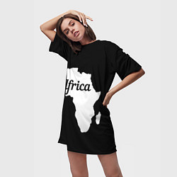 Футболка женская длинная Африка на чёрном, цвет: 3D-принт — фото 2