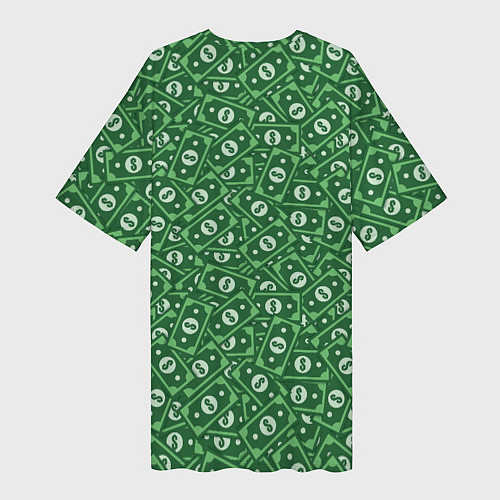 Женская длинная футболка Зелёные Банкноты / 3D-принт – фото 2