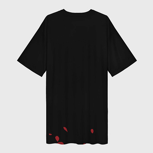 Женская длинная футболка Sonic Exe - логотип с брызгами крови / 3D-принт – фото 2