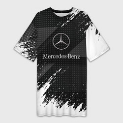 Футболка женская длинная Mercedes-Benz - Темный, цвет: 3D-принт