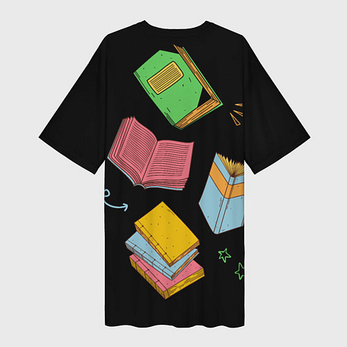 Женская длинная футболка Фанат книг / 3D-принт – фото 2