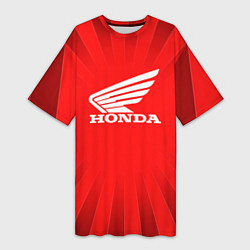 Футболка женская длинная Honda красные линии, цвет: 3D-принт