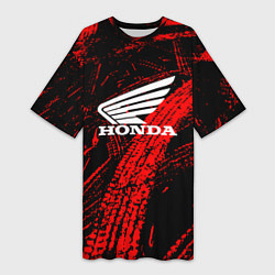 Женская длинная футболка Honda следы от шин