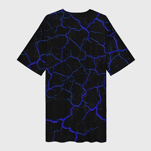 Женская длинная футболка Хагги Вагги Плейтайм Синяя Лава Трещины / 3D-принт – фото 2
