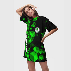 Футболка женская длинная Skoda - Фигурки, цвет: 3D-принт — фото 2