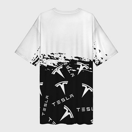 Женская длинная футболка Tesla - Black & White / 3D-принт – фото 2