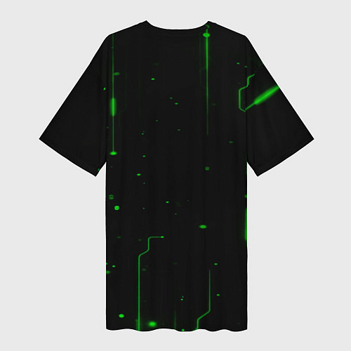 Женская длинная футболка Neon Green Light / 3D-принт – фото 2