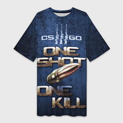 Футболка женская длинная One Shot One Kill CS GO, цвет: 3D-принт