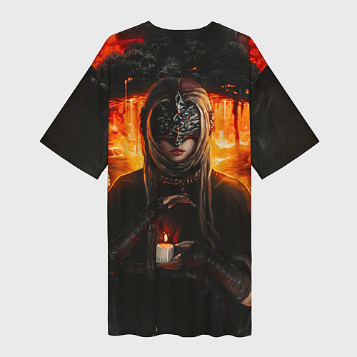 Женская длинная футболка FIRE KEEPER Dark SOULS III Дарк соулс / 3D-принт – фото 2