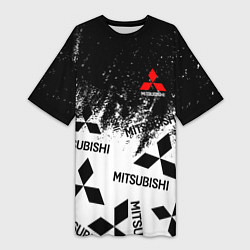 Женская длинная футболка Mitsubishi black & white