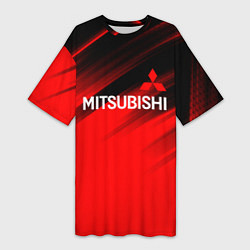 Женская длинная футболка Mitsubishi - Red Sport