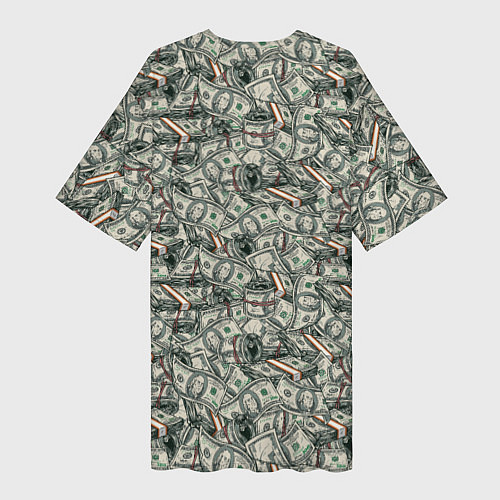 Женская длинная футболка Доллары банкноты / 3D-принт – фото 2