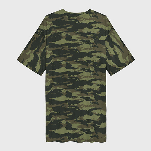 Женская длинная футболка ДАЧНЫЕ ВОЙСКА КАМУФЛЯЖ / 3D-принт – фото 2