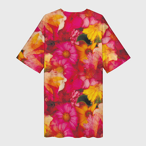 Женская длинная футболка Садовые цветочки полевые / 3D-принт – фото 2