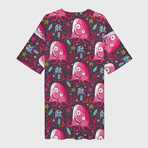 Женская длинная футболка Пришельцы - осьминоги / 3D-принт – фото 2