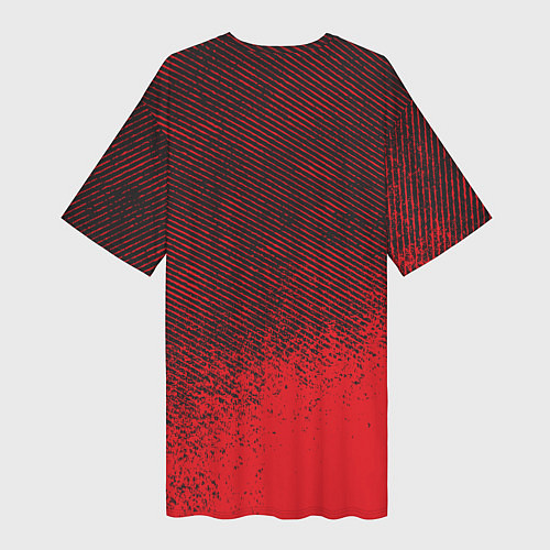 Женская длинная футболка RED GRUNGE SPORT GRUNGE / 3D-принт – фото 2
