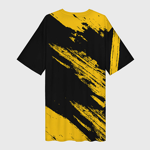 Женская длинная футболка BLACK AND YELLOW GRUNGE ГРАНЖ / 3D-принт – фото 2