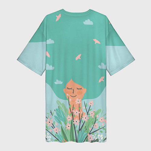 Женская длинная футболка Hello spring / 3D-принт – фото 2