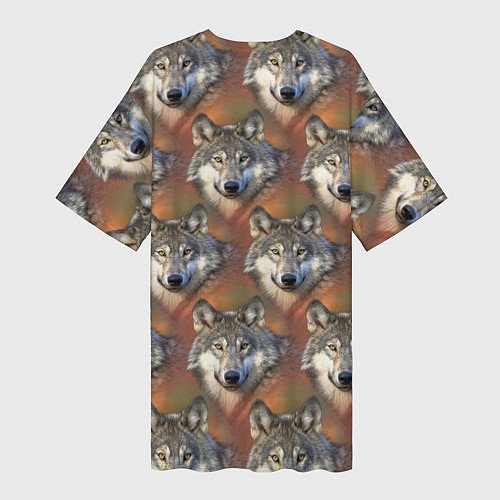 Женская длинная футболка Волки Wolfs паттерн / 3D-принт – фото 2