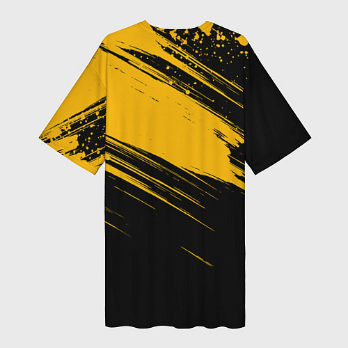 Женская длинная футболка Black and yellow grunge / 3D-принт – фото 2