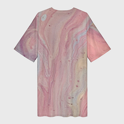 Женская длинная футболка Мраморный дизайн с розовыми, синими и желтыми цвет / 3D-принт – фото 2