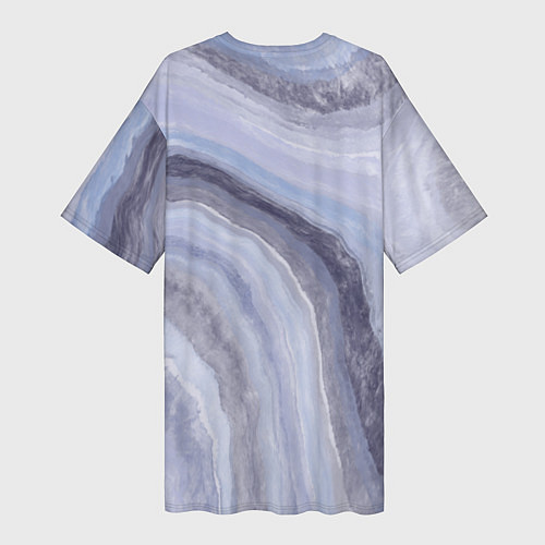 Женская длинная футболка Дизайн с эффектом мрамора синего цвета / 3D-принт – фото 2