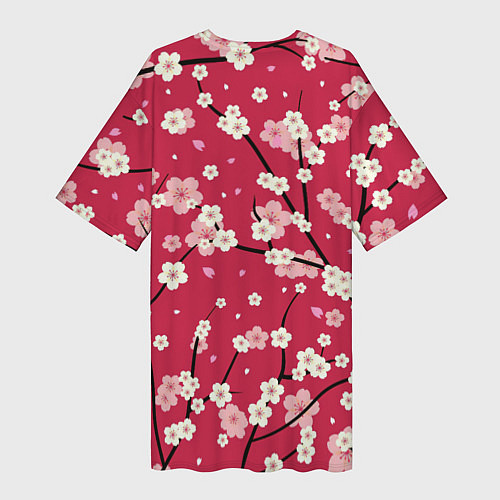 Женская длинная футболка Цветы на ветках / 3D-принт – фото 2