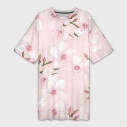 Женская длинная футболка Розовые цветы весны