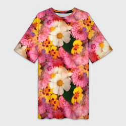 Женская длинная футболка Дачные садовые цветы