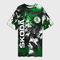 Футболка женская длинная Skoda Sport Style Шкода, цвет: 3D-принт