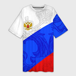 Женская длинная футболка Российский герб: триколор