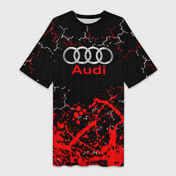 Футболка женская длинная AUDI АУДИ брызги, цвет: 3D-принт