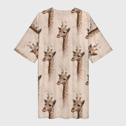 Женская длинная футболка Голова жирафа паттерн / 3D-принт – фото 2