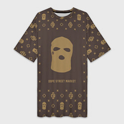 Футболка женская длинная Узор Monogramm Ski Mask Dope Street Market, цвет: 3D-принт