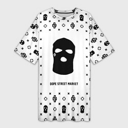 Футболка женская длинная Узор White Ski Mask Dope Street Market, цвет: 3D-принт