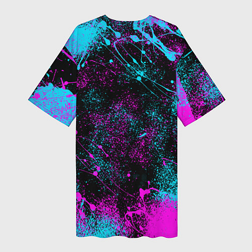 Женская длинная футболка ГЛАЗА АКАЗЫ ГЛИТЧ / 3D-принт – фото 2