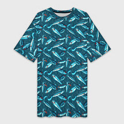 Женская длинная футболка Воблеры рыбки