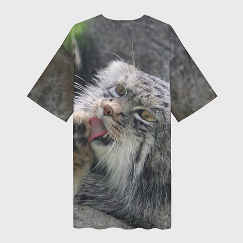 Женская длинная футболка Манул Лапка / 3D-принт – фото 2