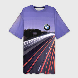 Женская длинная футболка BMW Ночная трасса