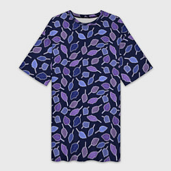 Футболка женская длинная Фиолетовые листья Мистика, цвет: 3D-принт